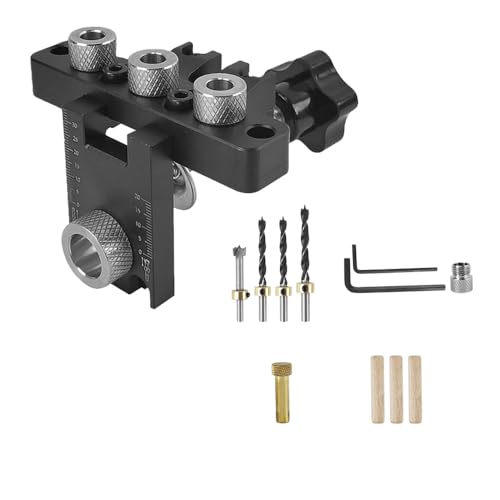 3-in-1-Bohrschablone mit Positionierungsclip, verstellbarer Bohrführungs-Stanzer-Lokalisierer, Holzbearbeitungs-Taschenlochlehren-Kit für Heimwerkerprojekte(A) von TopHomer