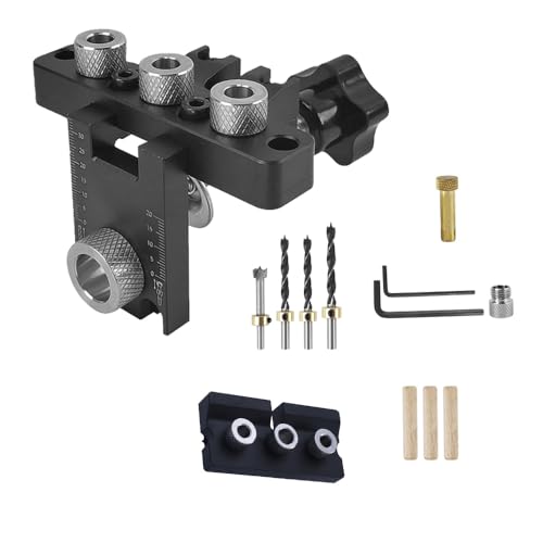 3-in-1-Bohrschablone mit Positionierungsclip, verstellbarer Bohrführungs-Stanzer-Lokalisierer, Holzbearbeitungs-Taschenlochlehren-Kit für Heimwerkerprojekte(B) von TopHomer