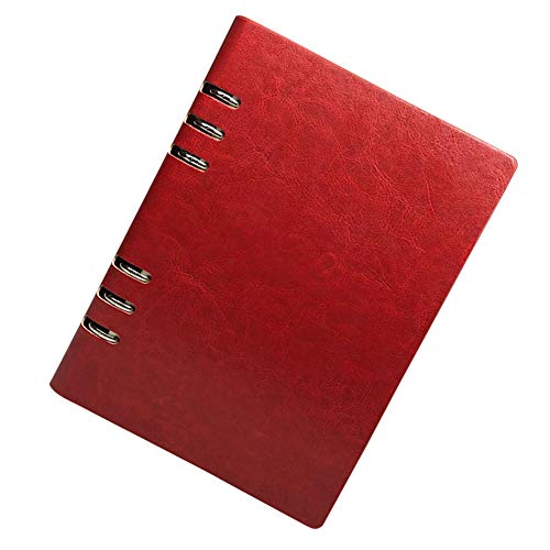 A5 Binder Notizbuch Loseblatt Notizblock Wiederverwendbar Nachfüllbar Notizbuch PU Leder Business Meeting Notebook Klassisch liniert mit Tasche (Rot) von TopHomer