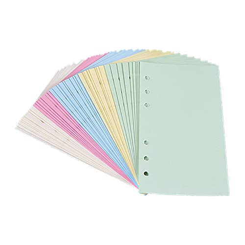 A5 Farbiges, liniertes Notizpapier für Filofax – 6 gestanzte Löcher, lose Blätter, nachfüllbar, liniertes Papier, Terminplaner-Einsätze, Nachfüllungen für Notizen, 50 Blatt/100 Seiten von TopHomer