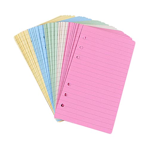 A5 Farbiges, liniertes Notizpapier für Filofax – 6 gestanzte Löcher, lose Blätter, nachfüllbar, liniertes Papier, Terminplaner-Einsätze, Nachfüllungen für Notizen, 50 Blatt/100 Seiten von TopHomer