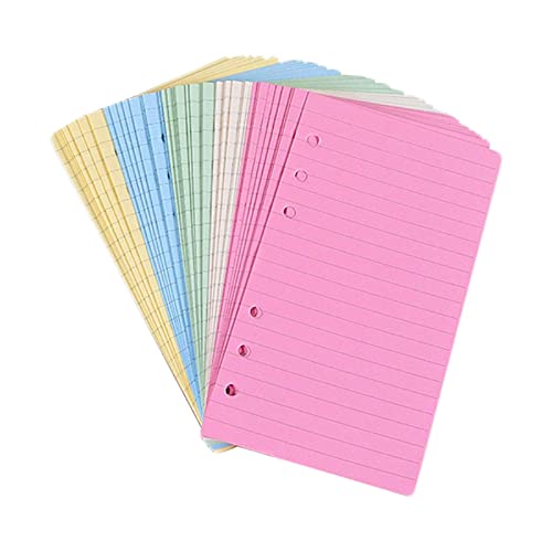 A6 Farbiges, liniertes Notizpapier für Filofax – 6 gestanzte Löcher, lose Blätter, nachfüllbar, liniertes Papier, Terminplaner-Einsätze, Nachfüllungen für Notizen, 50 Blatt/100 Seiten von TopHomer