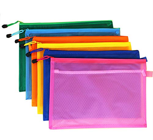 Dokumententaschen mit Reißverschluss, Netzstoff, A4, Kunststoff, Ordner für Büro, Schule, Schreibwaren, Kosmetikbedarf (5 Stück, grün) von TopHomer