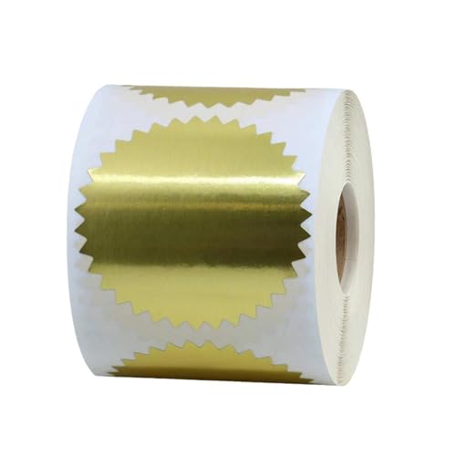 Gold Glänzende, selbstklebende Siegelaufkleber aus Folie, zahnradförmiges, bedruckbares Etikett, runder Stahlstempelaufkleber für Firmen- und Heimwerkerprojekte Gold Glänzende, selbstklebende Siegelaufkleber aus Folie, zahnradförmiges, bedruckbares Etikett, runder Stahlstempelaufkleber für Firmen- und Heimwerkerprojekte von TopHomer