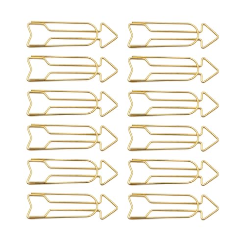 Goldene Büroklammern, Metall-Büroklammern mit transparenter Box, lustige Lesezeichen, Planer-Clips für Handarbeit, Papier, Tagebücher, Dokumente, Pfeil-Stil, 12 Stück Goldene Büroklammern, Metall-Büroklammern mit transparenter Box, lustige Lesezeichen, Planer-Clips für Handarbeit, Papier, Tagebücher, Dokumente, Pfeil-Stil, 12 Stück von TopHomer