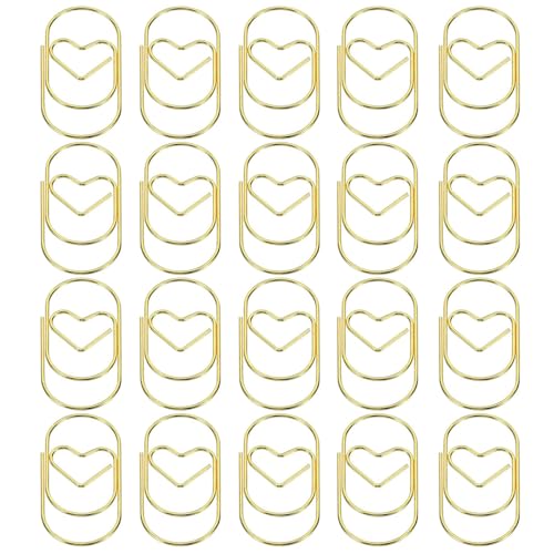 Goldene Büroklammern, herzförmige Lesezeichen-Clips, Metalldekoration, Buchseitenmacher für Büro, Schule, Dokumente, Fotos, 20 Stück Goldene Büroklammern, herzförmige Lesezeichen-Clips, Metalldekoration, Buchseitenmacher für Büro, Schule, Dokumente, Fotos, 20 Stück von TopHomer