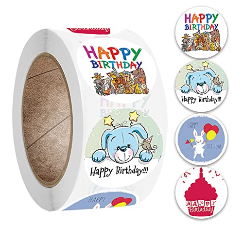Happy Birthday Sticker, 1 Zoll selbstklebende Dekorative Versiegelungsaufkleber für Geschenk, Party, Umschlag, Dekoration, 500 Aufkleber pro Rolle von TopHomer