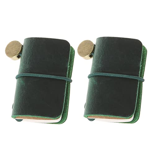 Kleines Leder-Reise-Notizbuch, Mini-Größe, personalisierbar, nachfüllbar, Miniatur-Notizbuch, Tagebuch für Schriftsteller, Dichter, Reisende (grün), 2 Stück von TopHomer