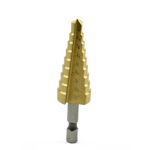 Metrischer Stufenbohrersatz mit Titanbeschichtung, HSS Kegelbohrer mit 1/4-Zoll Sechskantschaft Antrieb, Schnellwechsel für Heimwerker Holzarbeiten, Kunststoffholz, 3/16"-1/2" Metrischer Stufenbohrersatz mit Titanbeschichtung, HSS Kegelbohrer mit 1/4-Zoll Sechskantschaft Antrieb, Schnellwechsel für Heimwerker Holzarbeiten, Kunststoffholz, 3/16"-1/2" von TopHomer