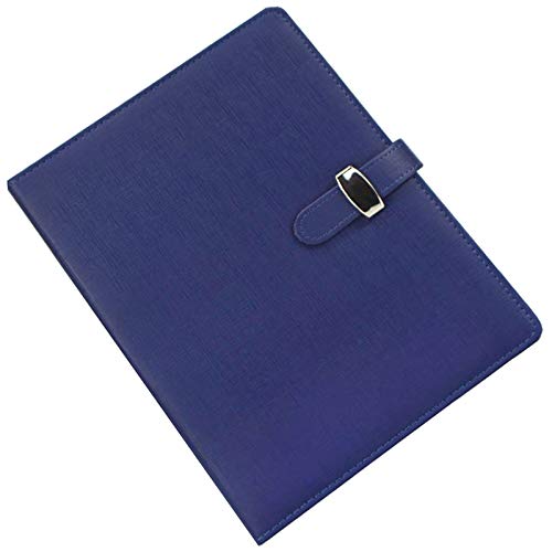 Notizbuch, lose Blätter, wiederverwendbar, nachfüllbar, Leder, Business-Meeting-Notizbuch, klassisch, liniert, mit Tasche und Stifthalter (B5) Blau von TopHomer