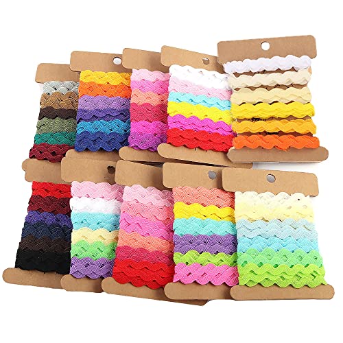 Rick Rack Trim Zickzack-Rand, 5 mm Polyester, gewellt, biegsam, Fransen-Band, für Kleidung, Kleid, Nähen von Blumen (10 Farben) von TopHomer