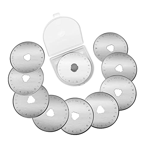 TopHomer 10 Stück Rollschneider Ersatzklingen, 45 mm Edelstahl Stoffschneider Rundklingen Cutter für Quilt, Papier, Stoff, Scrapbooking, Nähen, Kunst und Handwerk von TopHomer