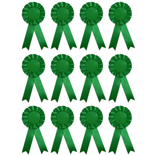 TopHomer 12 Stück Rosetten für Gewinner, Rosettes Medaillen Bänder 1. Platz Preisband Rosettenband für Wettbewerb Turnierschleifen Talentshows Partyzubehör DIY, Grün von TopHomer