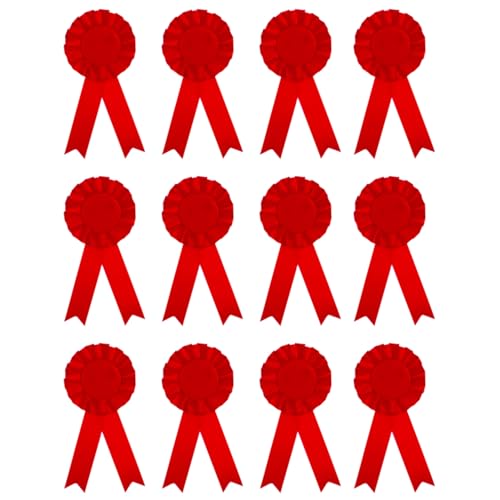 TopHomer 12 Stück Rosetten für Gewinner, Rosettes Medaillen Bänder 1. Platz Preisband Rosettenband für Wettbewerb Turnierschleifen Talentshows Partyzubehör DIY, Rot von TopHomer