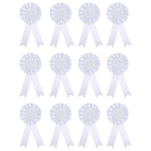 TopHomer 12 Stück Rosetten für Gewinner, Rosettes Medaillen Bänder 1. Platz Preisband Rosettenband für Wettbewerb Turnierschleifen Talentshows Partyzubehör DIY, Weiß von TopHomer