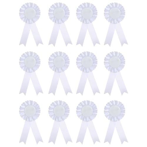 TopHomer 12 Stück Rosetten für Gewinner, Rosettes Medaillen Bänder 1. Platz Preisband Rosettenband für Wettbewerb Turnierschleifen Talentshows Partyzubehör DIY, Weiß von TopHomer