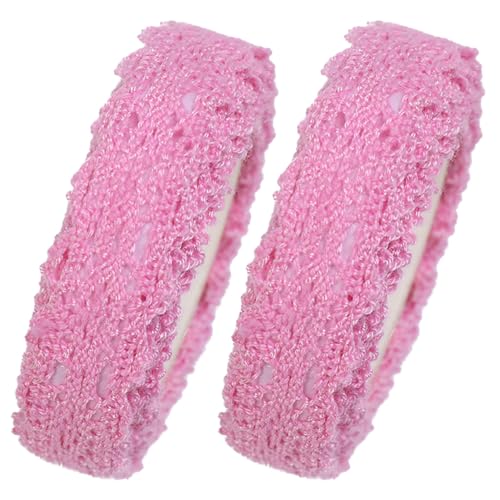 TopHomer 2 Rollen Spitzenband Selbstklebend Baumwolle Spitzenband für DIY Handwerk Scrapbooking Kartenherstellung Geschenk Dekoration (1,8 m Länge, Rosa) von TopHomer