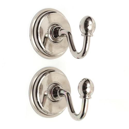TopHomer 2 Stück Vorhanghalter Haken mit Schrauben, Vintage Legierung Vorhang Gardinen Halterung Dekorative Wandhaken Vorhanghalter Raffhalter Haken (Silber) von TopHomer
