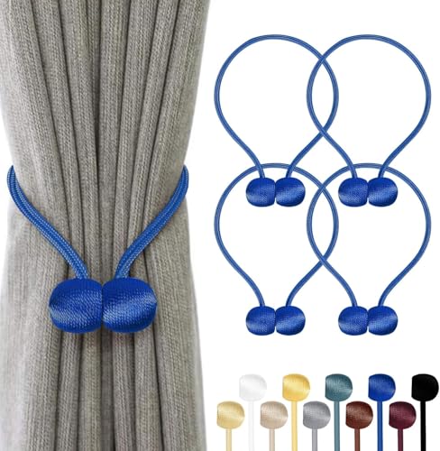 TopHomer 4 Stück Magnetische Vorhang Raffhalter, 10 Farben | Für Wohn-/Schlafzimmer, Bad & Esszimmer, passt zu Vorhängen/Gardinen/Duschvorhänge (Dunkelblau) von TopHomer