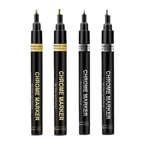 TopHomer 4Stück Metallic Chrommarker, Permanentmarker in Farbe, Acrylstifte zum Spiegeln, Epoxidharz Werkzeuge, reflektierender Chrom Farbstift, Oberflächen Farbstiftmarker zum Malen von DIY Basteln TopHomer 4Stück Metallic Chrommarker, Permanentmarker in Farbe, Acrylstifte zum Spiegeln, Epoxidharz Werkzeuge, reflektierender Chrom Farbstift, Oberflächen Farbstiftmarker zum Malen von DIY Basteln von TopHomer