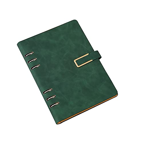 TopHomer A5 Binder Notizbuch 6 Löcher Loseblatt Binder PU Leder Nachfüllbar Recyceltes Ringe Lose Tasche Nachfüllbar Hardcover Tagebuch Notizbuch für Reisen Studieren BusinessSchreiben Grün von TopHomer