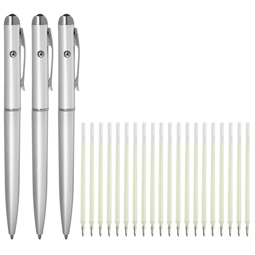 TopHomer Stift mit unsichtbarer Tinte, 3 Stifte mit 20 Nachfüllungen, Spionagestifte zum Schreiben von geheimen Nachrichten für Kinder-Partytüten, LED-UV-Licht-Marker, geheime Stifte für Schule, von TopHomer