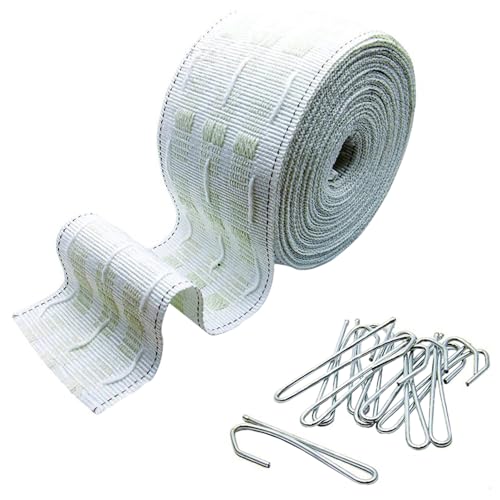Vorhang Faltenband Set, 6mx8cm Faltenband mit 30 Metallhaken für Selbstgemachte Wellenvorhänge Heimdekoration von TopHomer