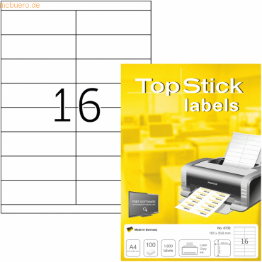 10 x TopStick Universal-Etiketten Papier weiß selbstklebend 105x33,8mm 10 x TopStick Universal-Etiketten Papier weiß selbstklebend 105x33,8mm von TopStick