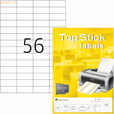 10 x TopStick Universal-Etiketten Papier weiß selbstklebend 52,5x21,2m von TopStick