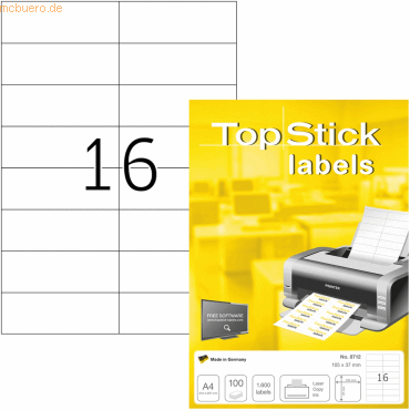 TopStick Universal-Etiketten Papier weiß selbstklebend 105x37mm 100 Bl von TopStick