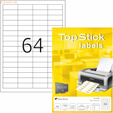 TopStick Universal-Etiketten Papier weiß selbstklebend 48,3x16,9mm 100 von TopStick