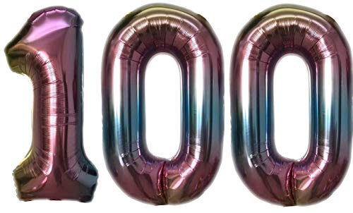 Folienballon Zahl 100 Bunt XL ca. 72 cm hoch - Zahlenballon/Luftballon für Geburstagsparty, Jubiläum oder sonstige feierliche Anlässe (Nummer 100) von TopTen