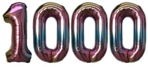 Folienballon Zahl 1000 Bunt XL ca. 72 cm hoch - Zahlenballon/Luftballon für Geburstagsparty, Jubiläum oder sonstige feierliche Anlässe (Nummer 1000) von TopTen