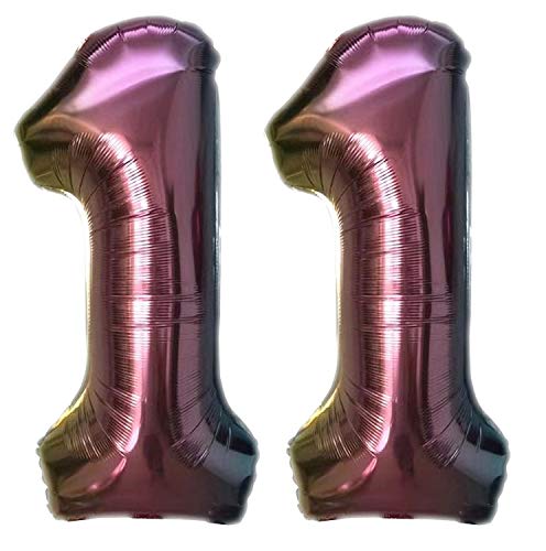 Folienballon Zahl 11 Bunt XL ca. 72 cm hoch - Zahlenballon/Luftballon für Geburstagsparty, Jubiläum oder sonstige feierliche Anlässe (Nummer 11) von TopTen