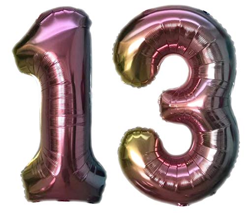 Folienballon Zahl 13 Bunt XL ca. 72 cm hoch - Zahlenballon/Luftballon für Geburstagsparty, Jubiläum oder sonstige feierliche Anlässe (Nummer 13) von TopTen