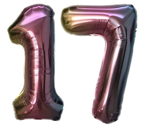 Folienballon Zahl 17 Bunt XL ca. 72 cm hoch - Zahlenballon/Luftballon für Geburstagsparty, Jubiläum oder sonstige feierliche Anlässe (Nummer 17) von TopTen
