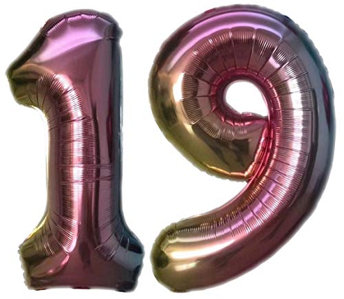 Folienballon Zahl 19 Bunt XL ca. 72 cm hoch - Zahlenballon/Luftballon für Geburstagsparty, Jubiläum oder sonstige feierliche Anlässe (Nummer 19) von TopTen