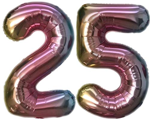 Folienballon Zahl 25 Bunt XL ca. 72 cm hoch - Zahlenballon/Luftballon für Geburstagsparty, Jubiläum oder sonstige feierliche Anlässe (Nummer 25) von TopTen
