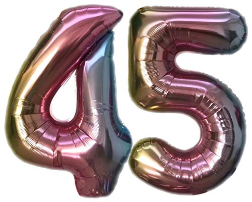 TopTen Folienballon Zahl 45 Bunt XL ca. 72 cm hoch - Zahlenballon/Luftballon für Geburstagsparty, Jubiläum oder sonstige feierliche Anlässe (Nummer 45) von TopTen