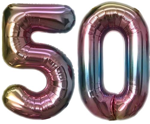 Folienballon Zahl 50 Bunt XL ca. 72 cm hoch - Zahlenballon/Luftballon für Geburstagsparty, Jubiläum oder sonstige feierliche Anlässe (Nummer 50) von TopTen
