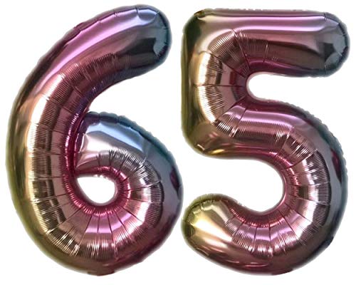 Folienballon Zahl 65 Bunt XL ca. 72 cm hoch - Zahlenballon/Luftballon für Geburstagsparty, Jubiläum oder sonstige feierliche Anlässe (Nummer 65) von TopTen