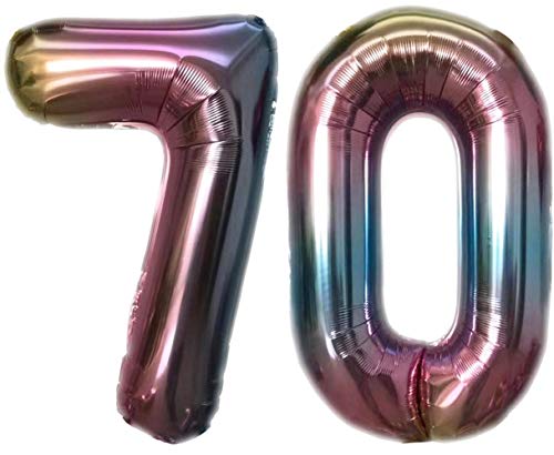 Folienballon Zahl 70 Bunt XL ca. 72 cm hoch - Zahlenballon/Luftballon für Geburstagsparty, Jubiläum oder sonstige feierliche Anlässe (Nummer 70) von TopTen