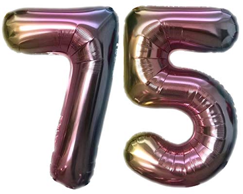TopTen Folienballon Zahl 75 Bunt XL ca. 72 cm hoch - Zahlenballon/Luftballon für Geburstagsparty, Jubiläum oder sonstige feierliche Anlässe (Nummer 75) von TopTen