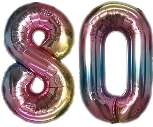Folienballon Zahl 80 Bunt XL ca. 72 cm hoch - Zahlenballon/Luftballon für Geburstagsparty, Jubiläum oder sonstige feierliche Anlässe (Nummer 80) von TopTen
