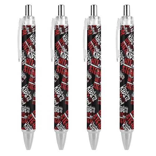 Teach Kids to Hit and Steal Baseball Kugelschreiber, 0,5 mm, feine Spitze, einziehbare Kugelschreiber, flexibel, runder Schaft, Arbeitsstift, 4 Stück von TopZeDeals