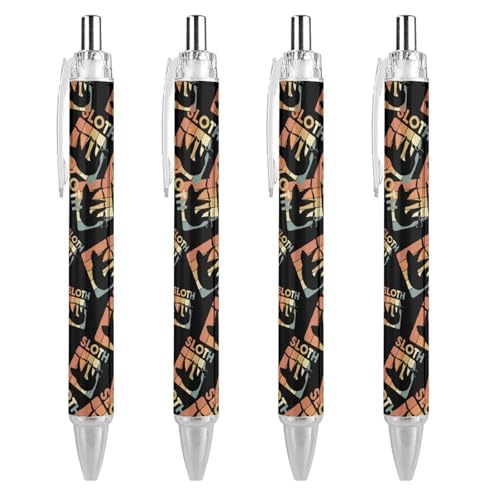 TopZeDeals 1980er Vintage Faultier-Kugelschreiber, 0,5 mm, feine Spitze, einziehbare Kugelschreiber, flexibel, runder Schaft, Arbeitsstift, 4 Stück von TopZeDeals