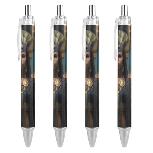 TopZeDeals Ägyptische Göttinnen Kugelschreiber mit blauer Tinte, glattes Schreiben, Kugelschreiber für Büro, Schule, 4 Stück von TopZeDeals