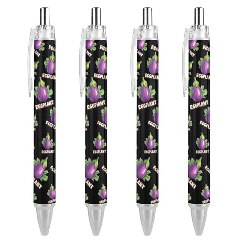 TopZeDeals Auberginen-Kugelschreiber, schwarze Tinte, 0,5 mm, glattes Schreiben, Notizen, Zubehör für Büro, 4 Stück von TopZeDeals