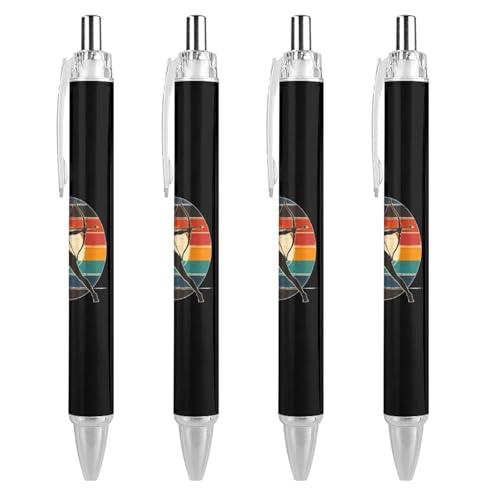TopZeDeals Bogenschießen Mädchen Bogenschießen Bogen Vintage Sonnenuntergang einziehbarer Kugelschreiber blaue Tinte Kugelschreiber für Büro Zuhause 4 Stück von TopZeDeals