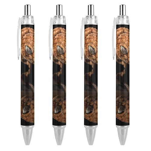 TopZeDeals Brown Lizard Kugelschreiber, 0,5 mm, feine Spitze, einziehbare Kugelschreiber, flexibel, runder Schaft, Arbeitsstift, 4 Stück von TopZeDeals